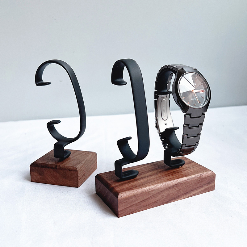 Jewelry And Watches Inc - 木製C型ジュエリーディスプレイスタンド 無垢材デスクトップカウンターオーガナイザーホルダー リング、イヤリング、時計、ジュエリーショーケースラック