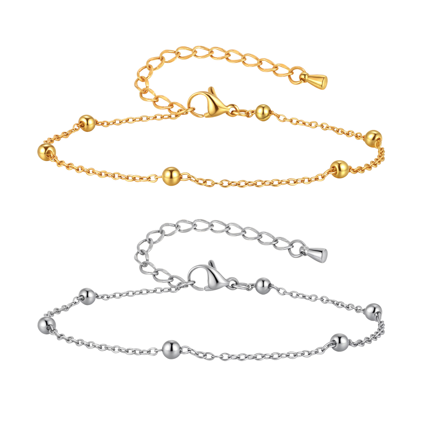 Jc Jewelry & Watches Photos - 女性用ステンレススチールビーズチェーンアンクレット、夏休み防水アンクレット、クラシックジュエリーギフト