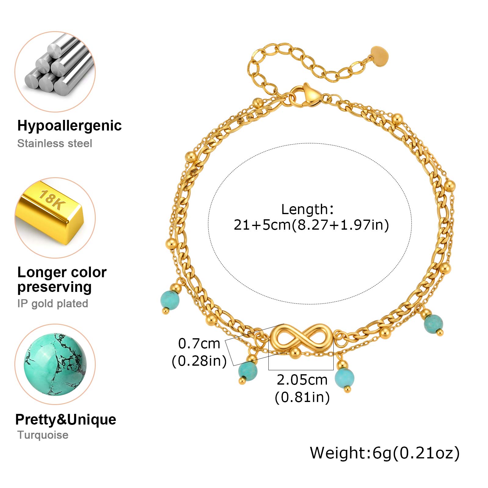 Vnox ニューボヘミアン ダブルレイヤー インフィニティ  - Jc Jewelry & Watches Photos のレビューと価格